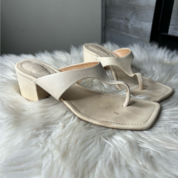 Schutz Nordstrom leather beige camel square toe heels Y2k inspired 8B - Picture 1 of 7
